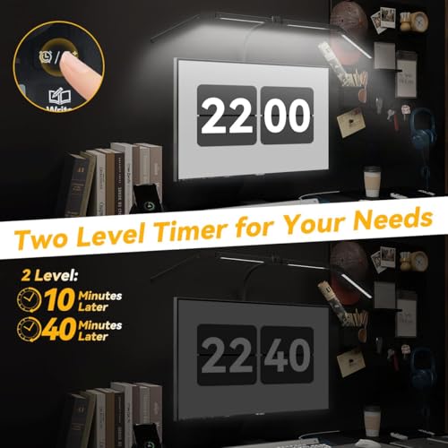 Adjustable LED Desk Lamp with Clamp & Remote, Wide 4-Head