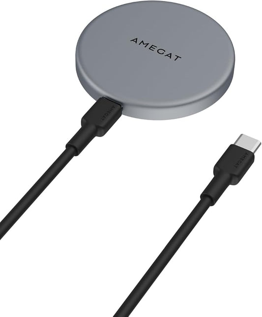 MagFusion Aura Qi2 Wireless Charging Pad 15W – MagSafe Compatible Fast Charger for iPhone 17/16/15/14/13/12 | Grey