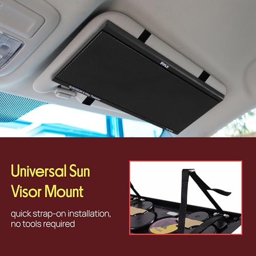 Pyle 6 Way Car Stereo Speaker-Dual 200 Watt High Powered Loud Sound Speakers System with 60mm Piezo Midrange,40mm Audio Tweeter,4 Ohm,2.5 kHz-20 kHz-Wire,Sun Visor Mount Strap-Pyle PLTWVS(Pair),Black
