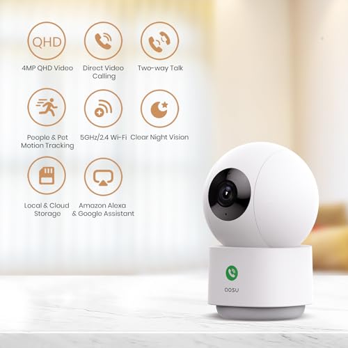 aosu 4MP Indoor Security Camera - Baby & Pet Monitoring with 5/2.4 GHz WiFi - Image 3