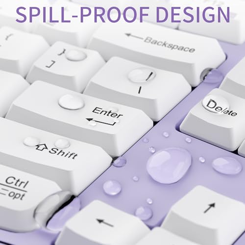 Wireless Keyboard and Mouse Combo,2.4G Ergonomic Wave Keys(Purple) - Image 6