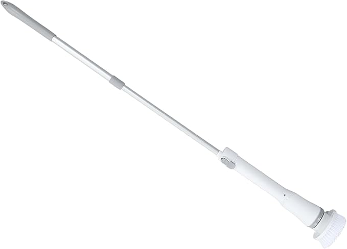 Pilipane Electric Spin Scrubber Cordless Power Cleaning Brush with 6 Replaceable Heads Adjustable Extension Handle for Bathroom Tile Floor Shower Tub White