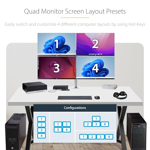 StarTech 4-Port KM Switch, Mouse Switching, Audio, TAA (P4A20132-KM-SWITCH)