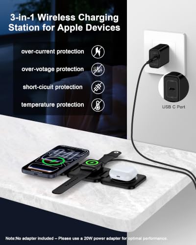3 in 1 Magnetic Wireless Charging Station for Apple Watch, iPhone, Airpods - Image 3