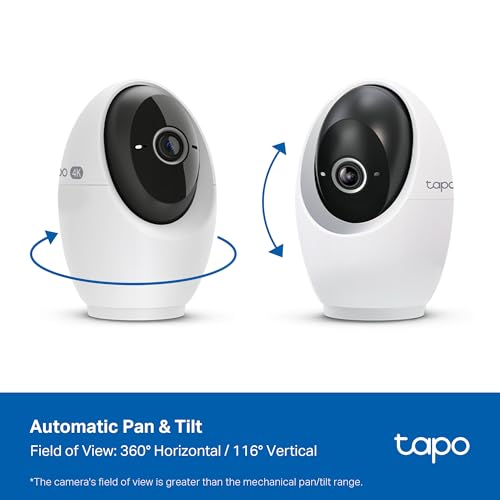 Tapo 4K Indoor Pan/Tilt Wired Security Camera, Baby Monitor, C260