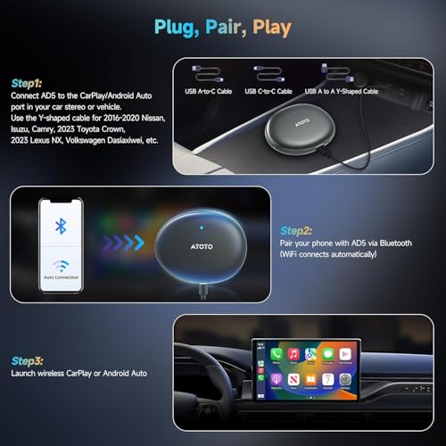 Wireless CarPlay & Android Auto Adapter Support YouTube/Netflix