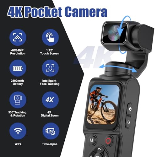 Ourlife 4K Vlogging Camera with Face/Object Tracking 32GB