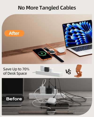 KU XIU Foldable 3 in 1 Travel Charging Station for A | Wireless Charge - Image 6