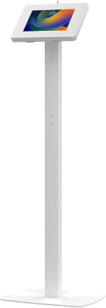 Thin Floor Stand - CTA Tall Standing 360 Degree Kiosk Display Tablet Holder - Charger Access & Lock for iPad mini A17 Pro & 1/2/3/4/5/6 - Samsung Tab A 8″