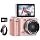 4K Digital Camera for Photography Autofocus, 64MP Vlogging Camera for YouTube with 3" 180° Flip Screen, 18X Digital Zoom Compact Travel Camera, 64GB SD Card for Beginners (Pink)