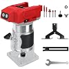 Cordless Compact Router for Milwaukee 18v Battery, 800W Brushless Trimmer Router with 5 Variable Speeds, 30000 RPM, Wood Palm Router Tool with 5PCS 1/4" Router Bits, Edge, Roller Guides