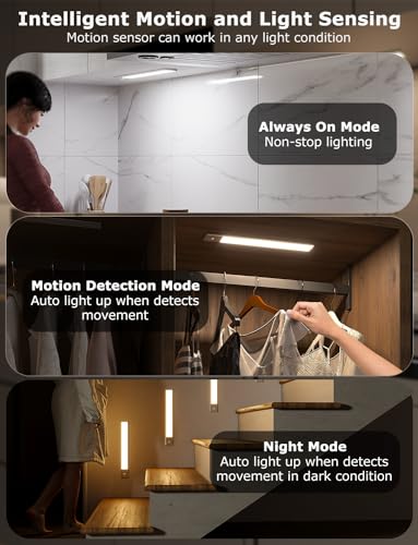12" Under Cabinet Lighting Wireless, Remote, Motion Sensor, 4Pack, Silver - Image 4