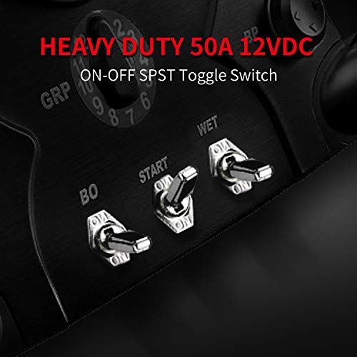 DaierTek Heavy Duty 50 Amp 12V Toggle Switch Automotive 2 Position ON Off Rocker Switch SPST 2 Pin Metal Chrome Plated Screw Terminal (2pcs)