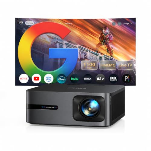 Official Google TV 14.0 Smart Projector, 4K Supported, Real 1100 ANSI, MEMC,Gemini AI,HDR10,30W Dolby Audio, WiMiUS G2 Auto Focus, WiFi 6 & Bluetooth Home Theater Projector for Outdoor Movies & Sports