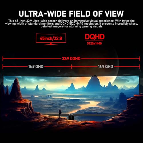 Gawfolk 45 inch Ultra-Wide Curved Gaming 240Hz PC Monitor, DQHD Screen