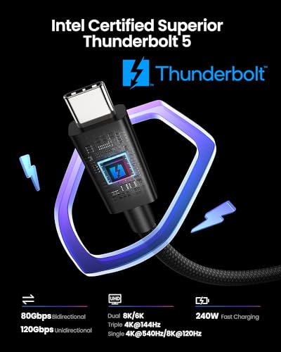 Silkland Intel Certified Thunderbolt 5 Cable, 120Gbps Bandwidth, 240W - Image 3
