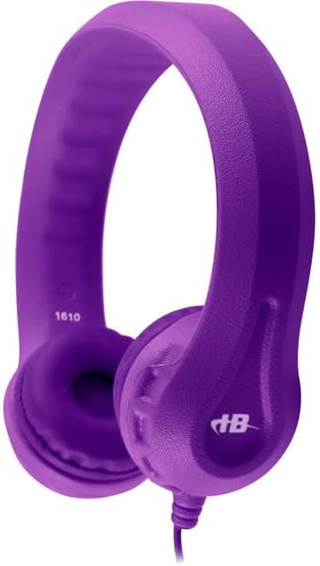 HamiltonBuhl Flex‑Phones Kids Foam Headphones 20‑Pack – Durable EVA Foam, Volume‑Limited 85 dB, Chew‑Resistant Dura‑Cord, Safe BPA‑Free Design for Classroom Use – Purple