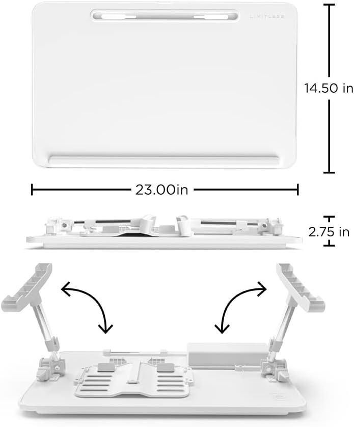 Portable Workstation Lap Desk with Adjustable Height & Tilt – White