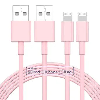 2pack 10ft iPhone Charger, [Apple MFi Certified] Long iPhone Charger Cord 10 ft, Apple Lightning to USB Cable, 10 Foot Fast Charging Cords for iPhone Charger 14/13/12/11/13 Pro/13 Max/X/XS/XR/XS,Pink - Image 1