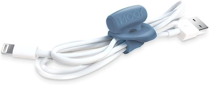 MOOY CLINGMAN Cable Organizer, Cable Management Cable Ties, Reusable, Silicone Rubber, Set of 3, Colorful, Super Stretchable, Never Get Lost, (Dusk Blue)