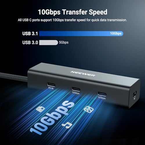 NEEWER 4 in 1 USB C Hub Dock Dongle Extender with Cold Shoe Mount, PS030E