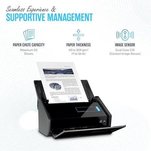 IX500 Fujitsu ScanSnap Duplex Document & Receipt Scanner, Mac/PC, USB 3.0