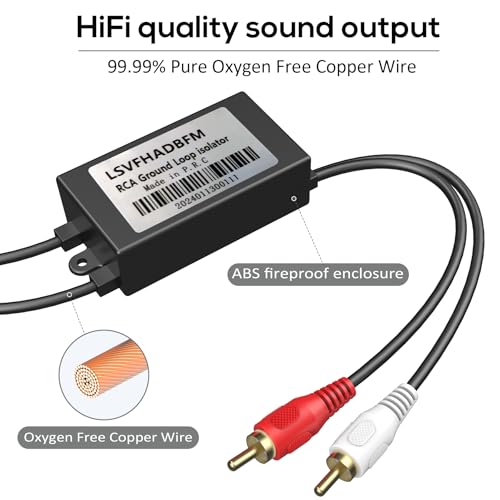 RCA Noise Filter Hum Eliminator Ground Loop Noise Isolator Feedback Loop Isolator for Stereo Home Theater Car Audio Player Eliminate Hum from Car Audio Systems/Home Stereos