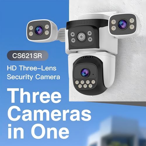 EVERSECU Triple Lens WiFi PTZ Security Camera, Three | Home Security C - Image 3