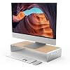 j5create Wooden Monitor Stand with USB Type C/HDMI Docking Station