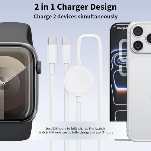 USB C Fast Charger for Apple Watch, 2 in 1 iPhone and iWatch Charger Cable