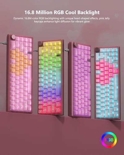 Womier 60% Keyboard QMK/VIA, Pink Gaming Mechanical Keyboard Creamy - Image 4