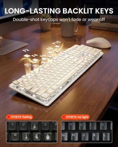 Wireless Keyboard and Mouse Combo, White Backlit, Rechargeable - White - Image 7