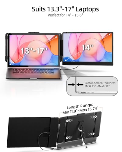 Laptop Screen Extender, 14" FHD 1080P IPS Dual Lapto | Computer Access - Image 6