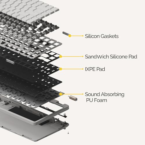 Flow Lite 84 Keys Low Profile Mechanical Keyboard, 75% Swappable Rechargeable Wireless Keyboard with 2.4G Receiver, Bluetooth and Wired Connection for Windows, Mac/ Specter Linear Switches (Marble)