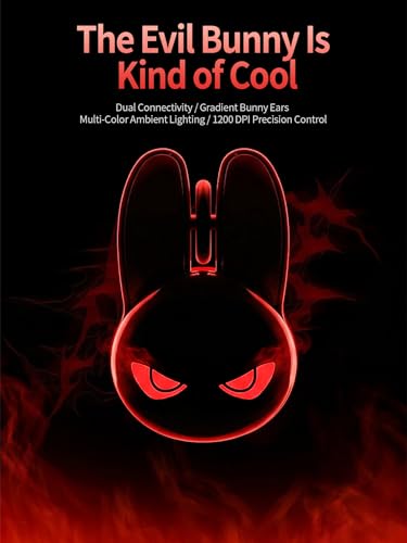 Wireless Gaming Mouse, RGB Light Eyes, Evil Bunny Design, 2.4G/BT