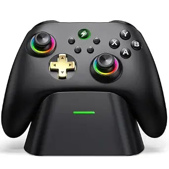 Wireless PC Gaming Controller - Hall Effect Joystick - No Drift, 2.4G & Wired 1000Hz Polling Rate, Remappable Buttons, Turbo & Vibration, Bluetooth Gamepad for PC/Switch/iOS/Android with Charging Dock