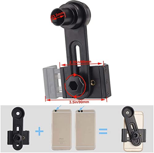 Celticbird Smartphone Camera Adapter for Microscope Eyepiece Tube 23.2mm - Built-in 16X Microscope Eyepiece