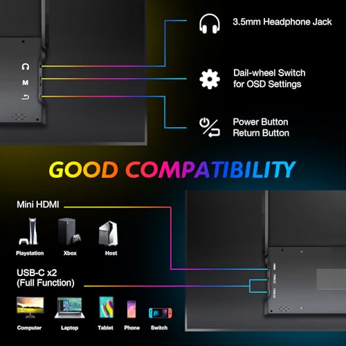 18.5 inch Portable Monitor for Laptop120hz Portable Gaming Monitor FHD1080