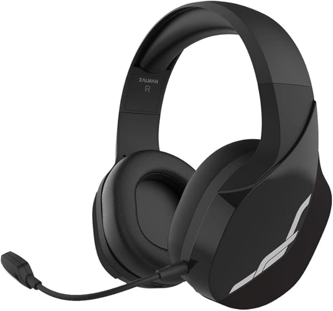 Zalman HPS700 Archer, Wireless Headset with Gaming, Music, Live Sound Modes, LED Indicator, Detachable Microphone, USB-C to A Charging Cable, Premium Woven Fabric Memory Foam Ear Cushions (Black)