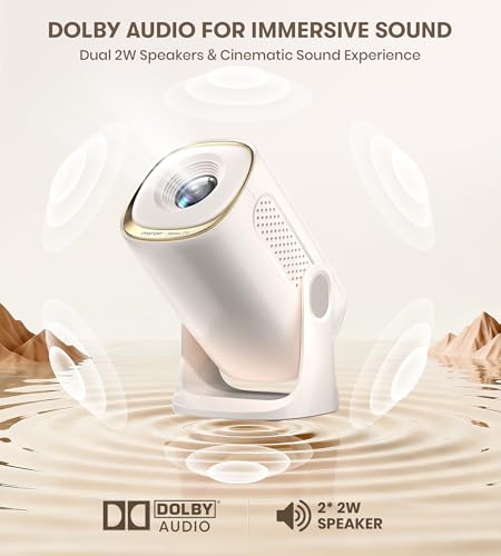 Miroir Roku TV Smart Projector with WiFi and Bluetooth, 150 ANSI, Dolby Audio, 270° Rotatable Stand, Auto Keystone & Zoom — Portable Mini Outdoor Movie Projector with Roku Streaming Built-in