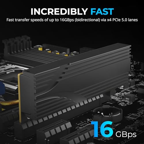 SABRENT M.2 NVMe SSD to PCIe x16 Adapter Card, Gen5, Heatsink