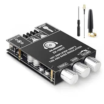 ZK-1002T Bluetooth Amplifier Board 2.0 Channel 100W×2 Class D Audio Amp, TPA3116D2, AUX & Bluetooth Input, DC 12–24V for DIY Speakers with Antenna