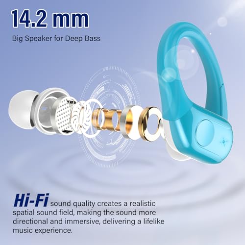 Wireless Headphones Sports, 75Hrs Bluetooth 5.4 Earbuds, Bass Hi-Fi Stereo