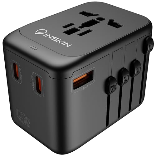 Inskin Universal Travel Adapter Worldwide, 45W GaN III International Power Adapter w/4 PD Ports (3 USB-C, 1 USB-A) - USA, Japan, Australia, European Travel Plug Adapter (Type C/A/B/G/I) - Image 2
