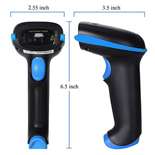 WoneNice 2.4G Wireless Barcode Scanner USB Wired Handheld Bar Code Reader
