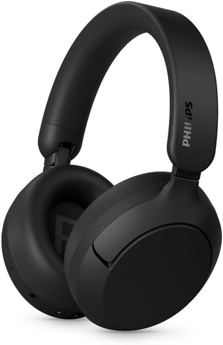 Philips TAH6000 Wireless Over-Ear Bluetooth Headphones with Adaptive ANC, 80H Playtime (50H ANC), Dynamic Bass - Black
