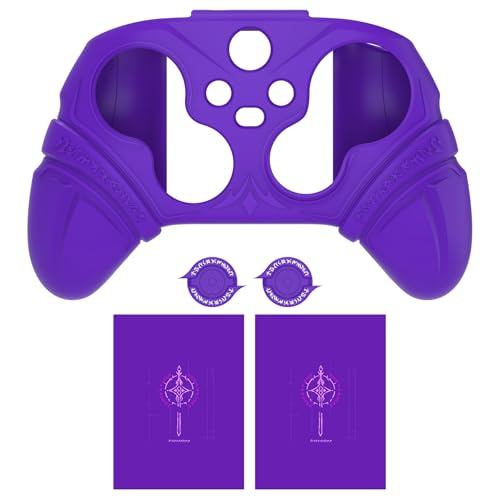PlayVital Silicone Controller Cover for Xbox Series X/S with Thumbstick Cap & Sticker- Runes Edition Anti-Slip Grip Skin, Shockproof Protector for Xbox Core Wireless Controller(Purple)