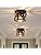 XSDeTu 2 Pack Farmhouse Flush Mount Ceiling Light, Rustic Hallway Light Fixtures Ceiling, Vintage Black Lighting Fixtures with Metal and Wood Cage, Small Chandelier for Kitchen Sink Entryway Bathroom