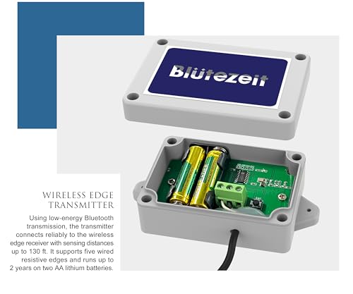 Blütezeit Wireless Safety Edge – Universal Pressure-Sensitive Contact Edge for Swing, Sliding Gates & Garage Doors with Instant Reverse, Detection Sensor with Transmitter & Receiver