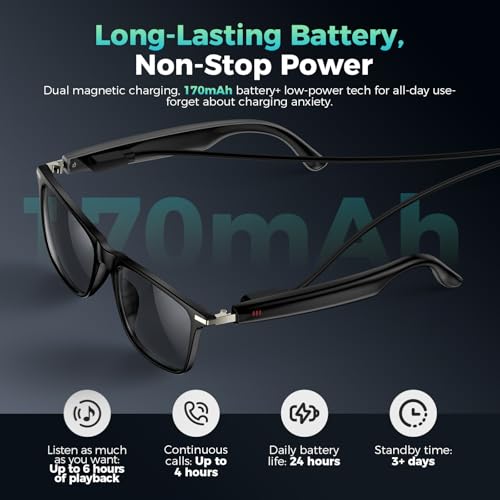 2026 AI Smart Glasses for Men & Women,AI Real-Time Translator,Music Playback & Hands-Free Calls,Intelligent Touch,IP67 Waterproof with Bluetooth Glasses (Sunglasses Lens+Photochromic Lens+Brown Lens)